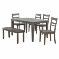 Shades of Gray 6 Piece 60  Rectangular Dining Table Set | 4 Chairs | Bench | Seats 6