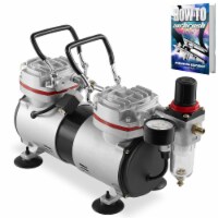 1/3 HP Dual Piston Airbrush Compressor w/ Gauge, Water Trap