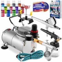 Cake Airbrush Decorating Kit - 3 Airbrushes, Compressor & Paint