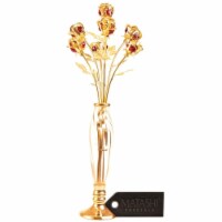 24K Gold Dipped Crystal Studded Rose Bouquet in an Elegant Vase Beautiful Flower Ornament