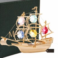 Matashi 24K Gold Plated Mayflower Ship Boat Nautical Sailboat Ornament Figurine Tabletop Gift