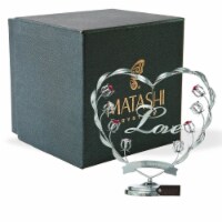 Chrome Plated Silver Happy Anniversary Table Top Ornament w/ Matashi Crystals Love