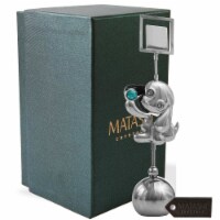 2018 Year of the Dog Chrome Plated Silver Puppy Card Holder w/ Green Crystal Inlay Holds