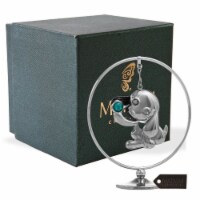 2018 Year of the Dog Chrome Plated Silver Puppy Hoop w/ Green Crystal | Elegant Table Top
