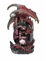 Red Dragon and Castle Statue with Color Changing LED Prism