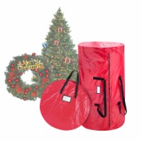 Christmas Tree and Wreath Storage Bag Organizers Zipper with Handles Red
