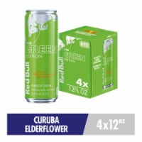 Red Bull Green Edition Curuba Elderflower Energy Drink Cans Perspective: Main