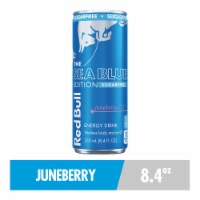 Red Bull Sea Blue Edition Sugar Free Energy Drink Juneberry Can Perspective: Main
