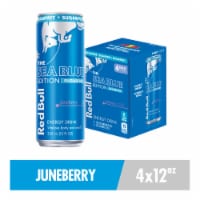 Red Bull Sea Blue Edition Sugar Free Energy Drink Juneberry Cans Perspective: Main