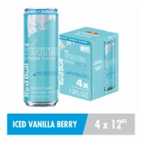 Red Bull Winter Edition Sugar Free Iced Vanilla Berry Energy Drink Cans Perspective: Main
