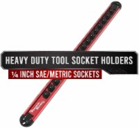Precision Defined Aluminum Tool Socket Holder | Red, Single 1/4-Inch x 16 Clips
