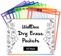 WallDeca Dry Erase Pocket Sleeves Assorted Colors (10-Pack), 8.5" x 11" Job Ticket Holders