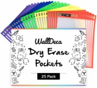 WallDeca Dry Erase Pocket Sleeves Assorted Colors (25-Pack), 8.5" x 11" Job Ticket Holders