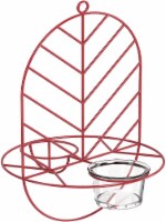 MEKKAPRO Leaf Oriole Bird Feeder, Dual Jelly Orange Feed, Fits Clementine Nectar (Coral Red)