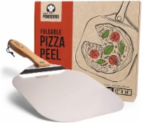 Chef Pomodoro Aluminum Metal Pizza Peel with Foldable Wood Handle for Easy Storage 12" x 14"