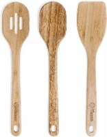 Chef Pomodoro Wooden Cooking Utensils 3-Pieces, Spatula, Slotted Spoon, Spoon, Bamboo 12.5"