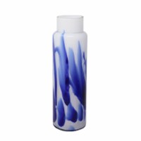 Glass Vase 15.75 , White / Blue