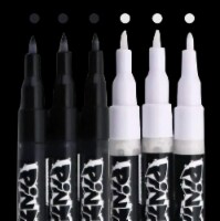 Pintar Acrylic Paint Markers - Pack of 6 Black & White with 0.7 mm Tips