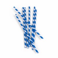 Kikkerland Design Striped Paper Straws - Blue