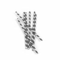 Kikkerland Design Striped Paper Straws - Gray