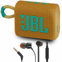 JBL Go 3 Portable Bluetooth Speaker (Yellow) with JBL T110 in Ear Headphones