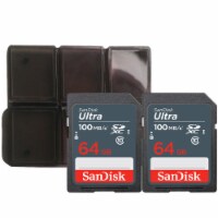 2x SanDisk 64GB Ultra SDXC UHS I Memory Card with Memory Card Holder