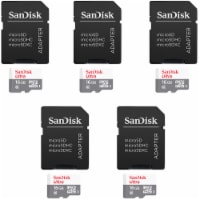 5 Units SanDisk 16GB Ultra UHS-I microSDHC Memory Card with SD Adapter
