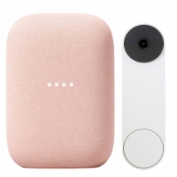 Google Nest Video Battery White Doorbell with Google Nest Audio Smart Speaker