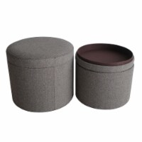 HomeRoots Furniture 274820 Mandalay Tweed Storage Ottomans
