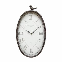 10.75  X 2.25  X 19.25  Gunmetal Antique Oval Bird Clock
