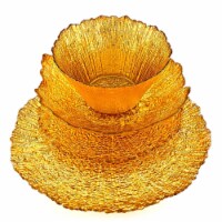 Red Pomegranate Collection 0783-1 Coral Dinnerware Set, Gold - 16 Piece