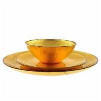 Red Pomegranate Collection 0977-1 Aura Dinnerware Set, Gold - 12 Piece