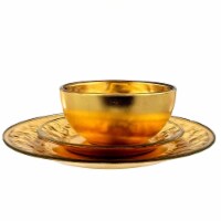 Red Pomegranate Collection 0950-1 Rocher Gilded Glass Dinnerware Set, Gold - 12 Piece