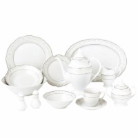 Lorenzo Import Atara-57 57 Piece Wavy Dinnerware Set & Porcelain China Service for 8 People -