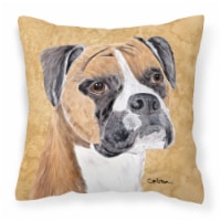 Carolines Treasures SC9121PW1414 Boxer Wipe your Paws Fabric Decorative Pillow