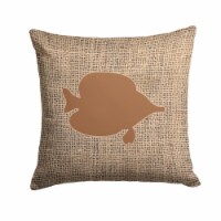 Fish - Tang Fish Burlap and Brown BB1023 Fabric Decorative Pillow