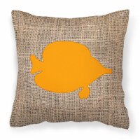 Fish - Tang Fish Burlap and Orange BB1023 Fabric Decorative Pillow