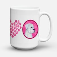 Carolines Treasures SS4785-PK-CM15 Pink White Natural Eared Boxer Coffee Mug 15
