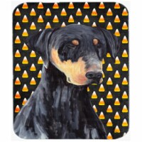 Carolines Treasures  Doberman Natural Ears Candy Corn Halloween Mouse Pad- Hot Pad or Trivet