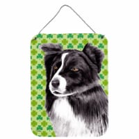 Border Collie St. Patrick's Day Shamrock Portrait Wall or Door Hanging Prints