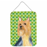 Silky Terrier St. Patrick's Day Shamrock Portrait Wall or Door Hanging Prints