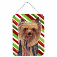 Yorkie Candy Cane Holiday Christmas Wall or Door Hanging Prints