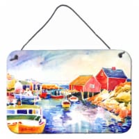 Carolines Treasures  6059DS812 Boats at Harbour with a view Wall or Door Hanging