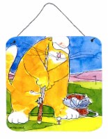 Big Cat golfing with a fishing pole Wall or Door Hanging Prints