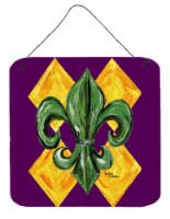 Mardi Gras Fleur de lis Purple Green and Gold Wall or Door Hanging Prints