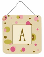 Carolines Treasures  CJ1004-ADS66 Letter A Monogram - Tan Dots Wall or Door Hang