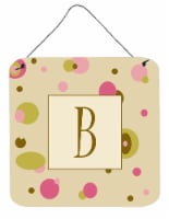 Letter B Initial Monogram - Tan Dots Wall or Door Hanging Prints