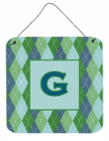 Letter G Initial Monogram - Blue Argoyle Wall or Door Hanging Prints