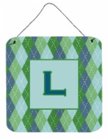 Letter L Initial Monogram - Blue Argoyle Wall or Door Hanging Prints