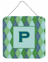 Letter P Initial Monogram - Blue Argoyle Wall or Door Hanging Prints